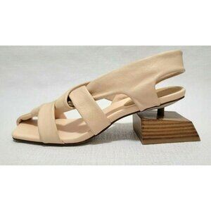 Jeffrey Campbell FRENZIE Natural Heeled Leather Sandals Square Toe Size US 9.5